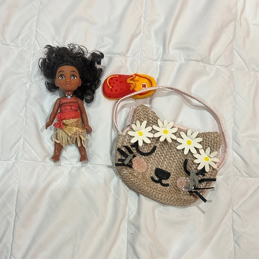 Kids Doll and Cat Purse Set - Brown and Pink
